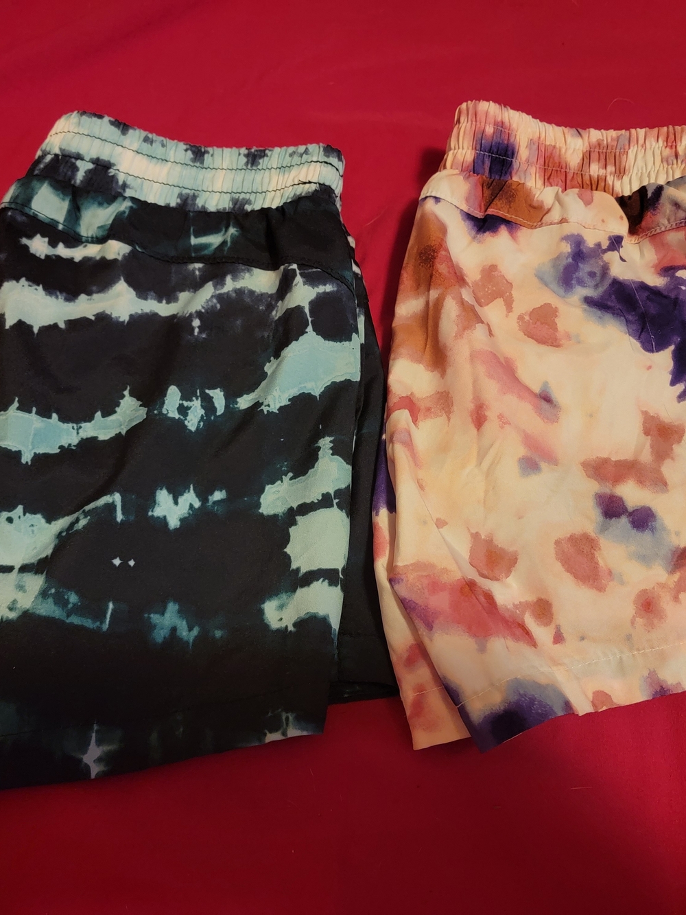 3 Pairs Old Navy Kids Tie-Dye Elastic Waist Shorts — Black & Pink Purple